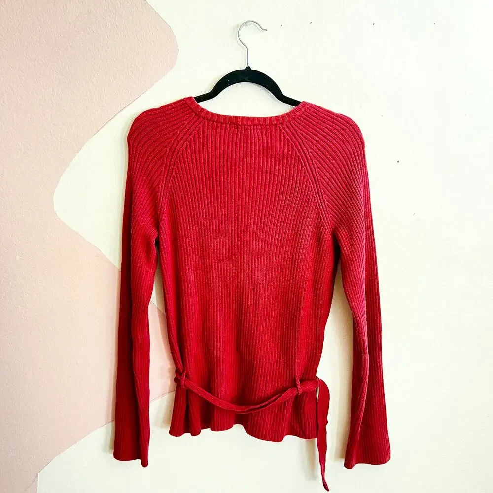 J.Crew Pink Ribbed Sweater Buckle Belt Soft Classic Preppy Coquette Medium‎
